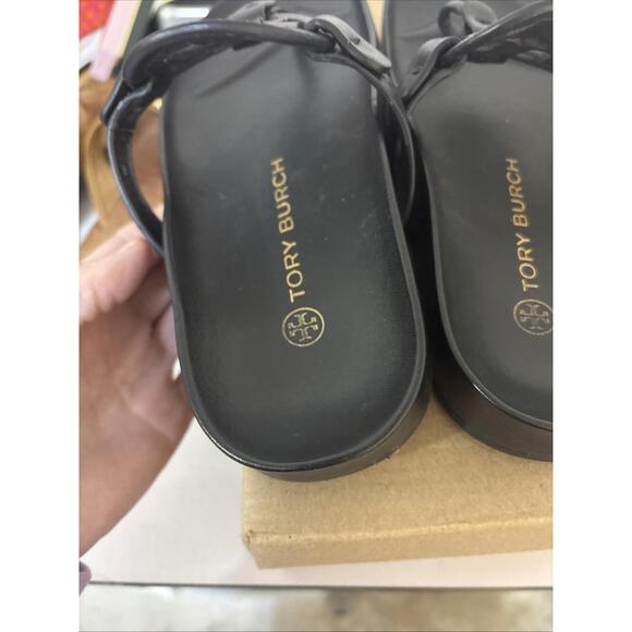 Tory Burch Miller Cloud Leather Sandal BLACK US 5 AUTHENTIC - Picture 5 of 16